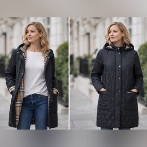 Burberry W PARKGATE Quilted
Long Hooded Jacket Coat Black. Size S. NWT.